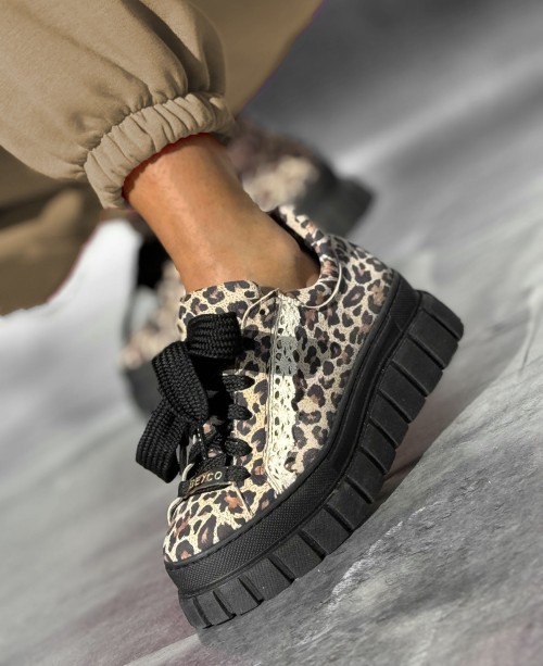 SKÓRZANE SNEAKERSY NISKI SPÓD SN42 ZUMA PANTERA BEYCO