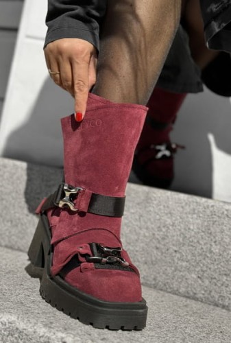 beyco worker damski burgund skora naturalna gruba podeszwa obcas 179.jpg