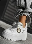 Skórzane sneakersy na grubej podeszwie sn61 biały Beyco