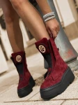 Skórzane sneakersy na grubej podeszwie sn54 bordo Beyco