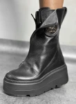 Skórzane sneakersy gruba podeszwa sn50 czarny Beyco