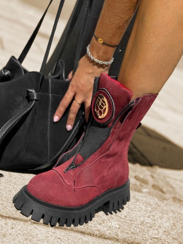 Skórzane workery podeszwa traper ceg52 toro bordo Beyco