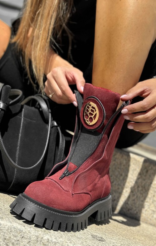 Skórzane workery podeszwa traper ceg52 toro bordo Beyco