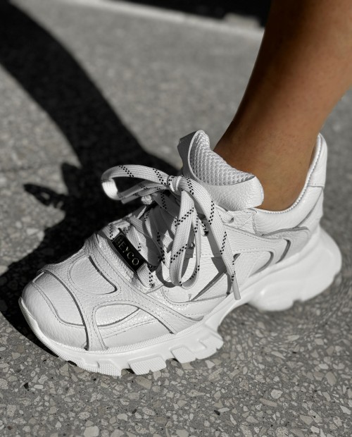 Skórzane sneakersy niski spód sn53 biały Beyco