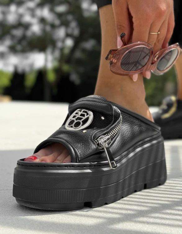 beyco sneakers klapek czarny srebrny damski skora gruba podeszwa 484.jpg
