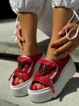 Skórzane sneakersy klapek gruby spód kl5 czerwony Beyco
