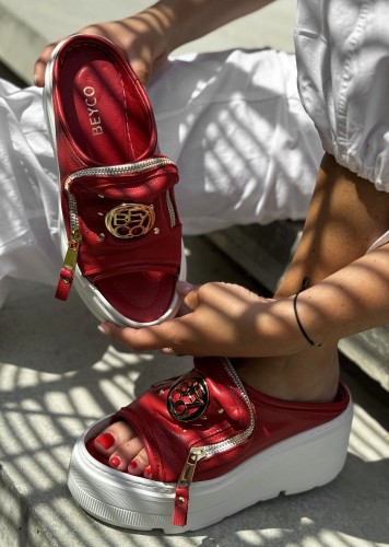 beyco sneakers klapek czerwony damski skora gruba podeszwa 477.jpg