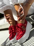 Skórzane sneakersy gruby spód sn37 czerwony Beyco