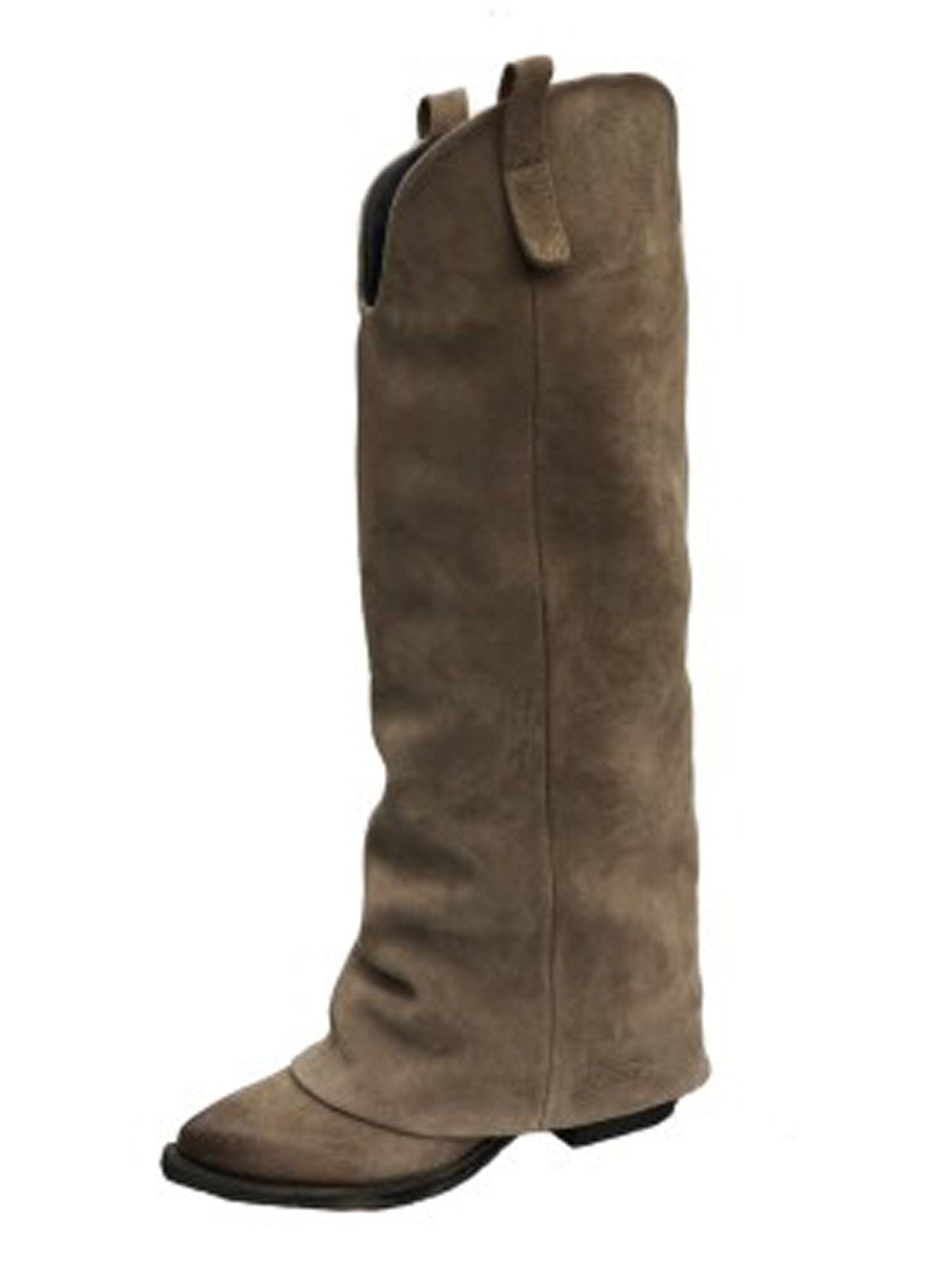 Skórzane kozaki na niskim obcasie x85 z cholewą cappuccino Beyco 