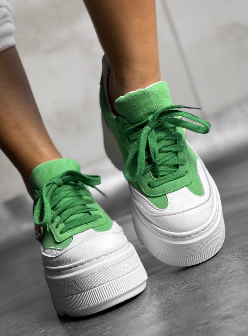 Skórzane sneakersy 24-4 zielony Beyco