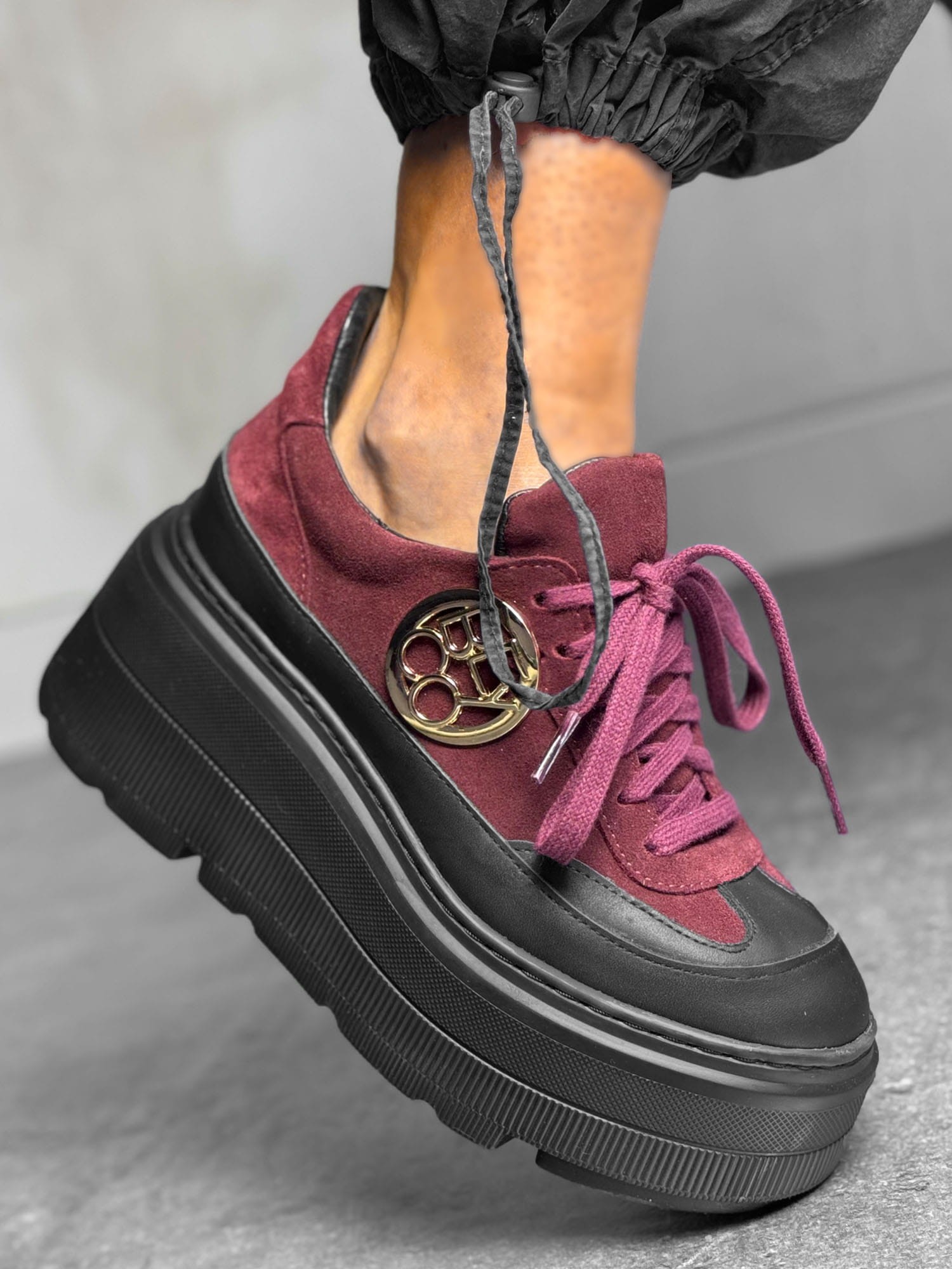 Skórzane sneakersy 24-4 bordo Beyco 