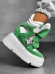 Skórzane sneakersy kryty klin 24-6 zielony Beyco