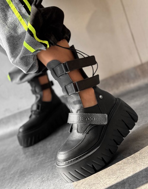 Skórzane sneakersy 25-1 czarny Beyco