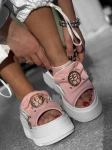 Skórzane sneakersy klapek gruby spód kl5 róż Beyco