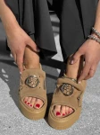 Skórzane sneakersy klapek gruby spód kl5 rudy Beyco