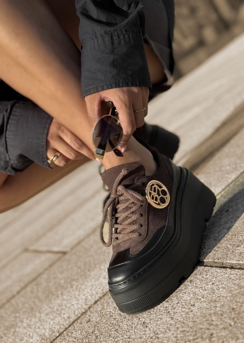 Skórzane sneakersy 24-4 brąz Beyco