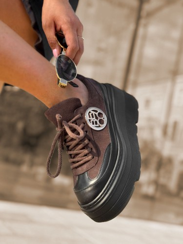 Skórzane sneakersy 24-4 brąz Beyco