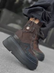 Skórzane sneakersy kryty klin 24-7 brąz