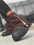 Skórzane sneakersy na grubym spodzie z logo Beyco brąz+czarny spód 25-33