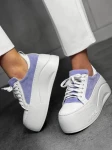 Skórzane sneakersy na grubym spodzie z logo Beyco lila 25-26