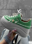 Skórzane sneakersy z lnem Beyco  zielone 26-5