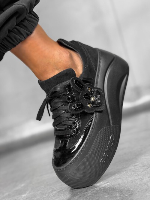 Skórzane sneakersy z buldożkiem Beyco czarny 25-42