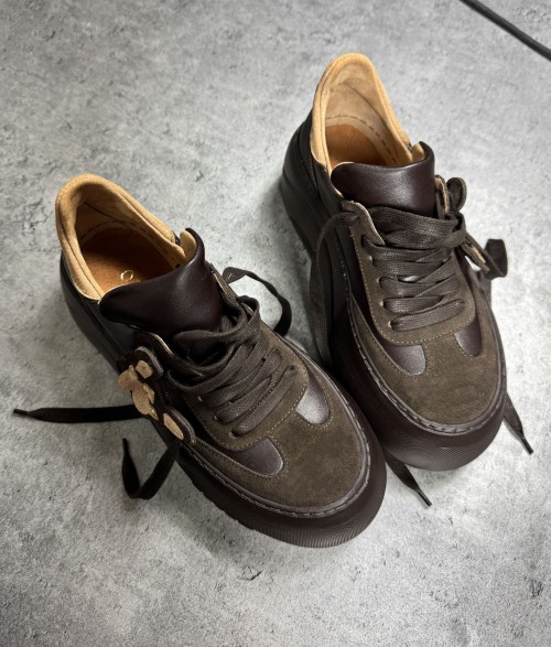 Skórzane sneakersy z buldożkiem Beyco brąz 25-42