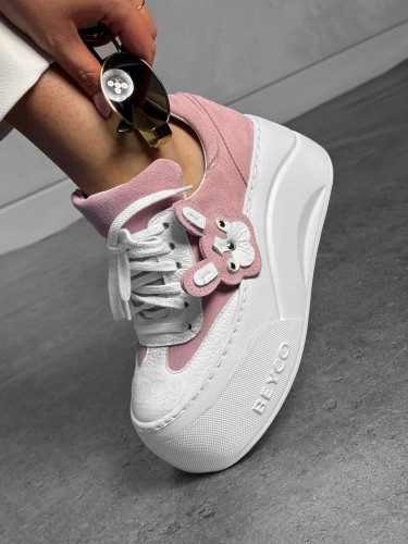 Skórzane sneakersy z buldożkiem Beyco róż 25-42 OUTLET
