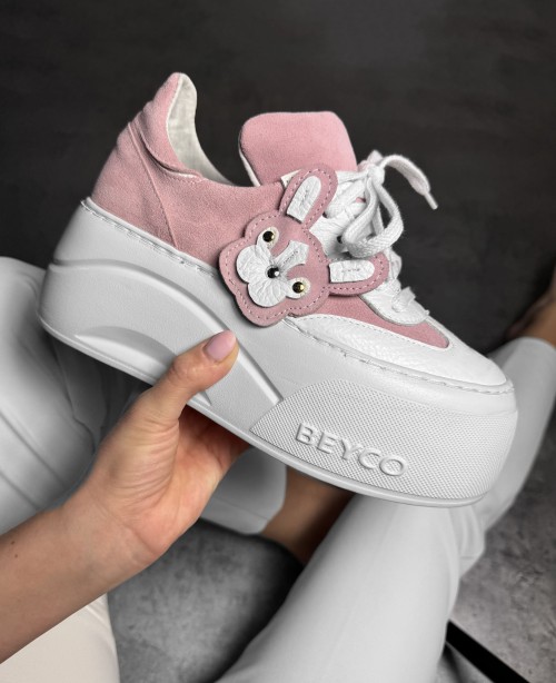Skórzane sneakersy z buldożkiem Beyco róż 25-42 OUTLET