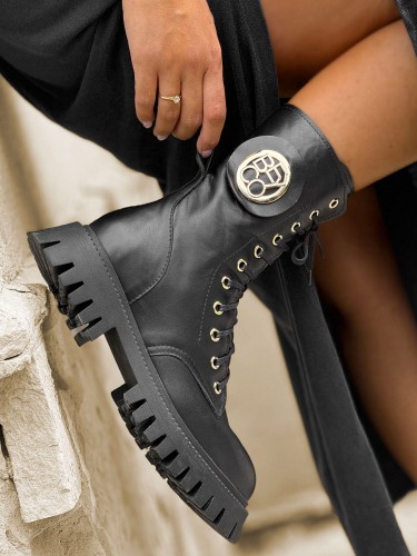 Skórzane workery na podeszwie traper ceg50 czarny beyco OUTLET