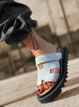Skórzane sandały klapki gruby spód kl3 baby blue Beyco