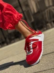 Skórzane sneakersy klapki czerwone 26-16 